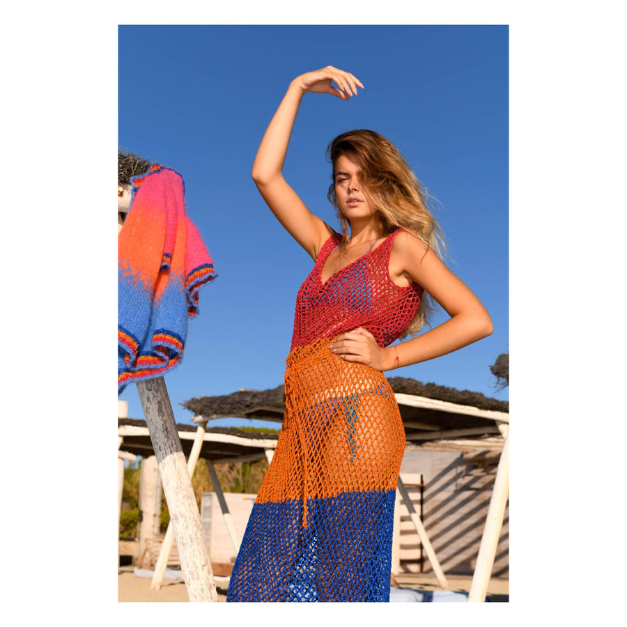 Rose Carmine Crochet Beach Dress