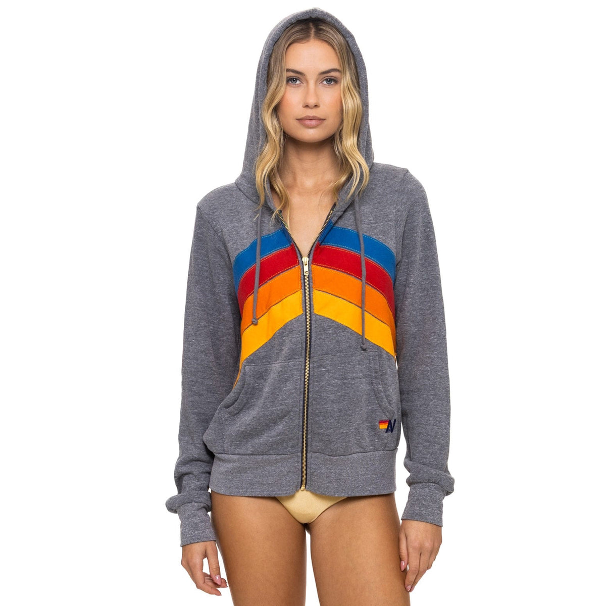 *LANDING NOW* Mountain Stitch Chevron Zip Hoodie Heather Grey