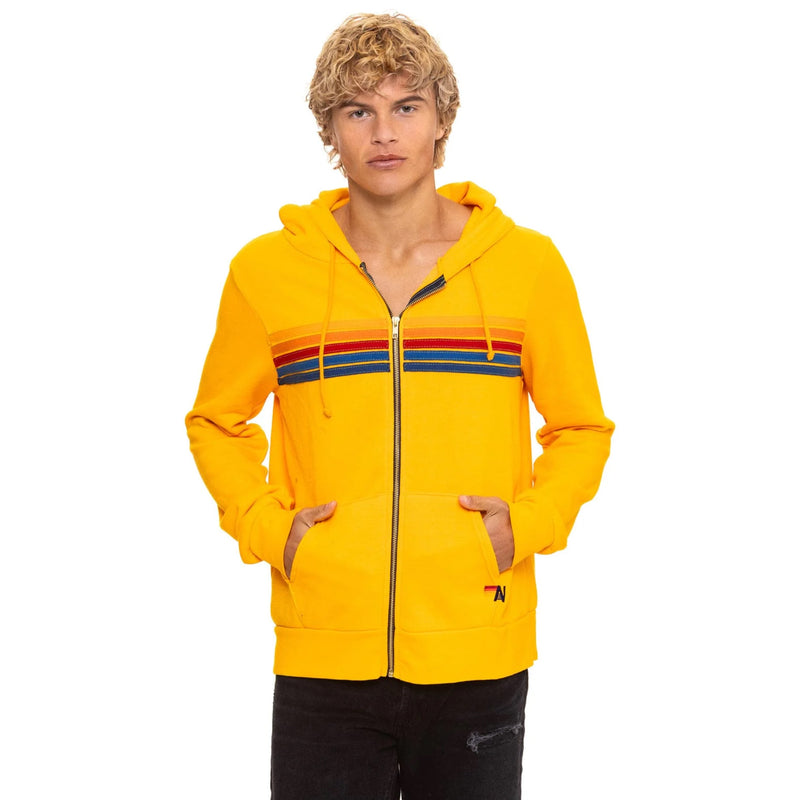 5 Stripe Zip Up Hoodie Gold