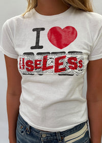 020. I Love Useless White T Shirt