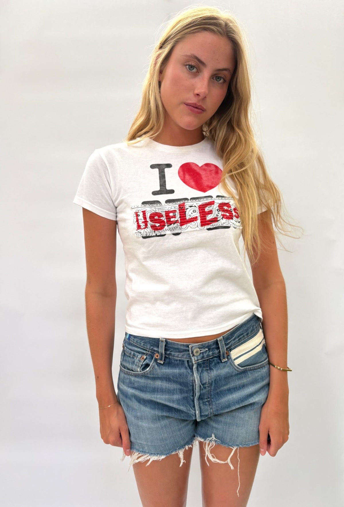 020. I Love Useless White T Shirt