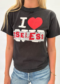 020. I Love Useless Black T Shirt