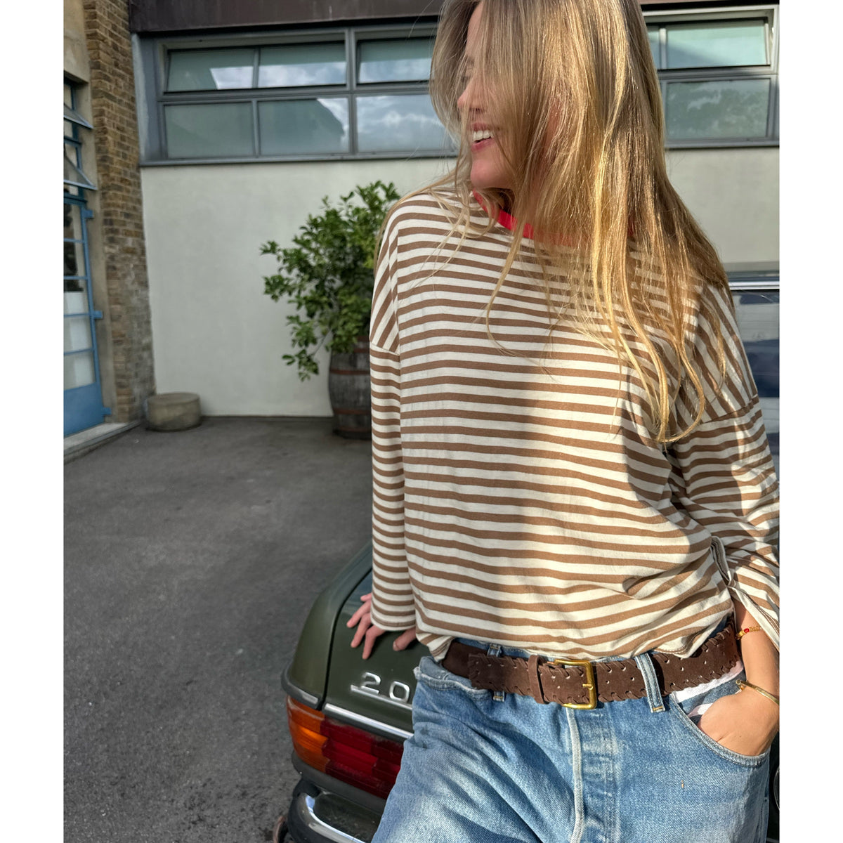 Camel Stripe Long Sleeve T