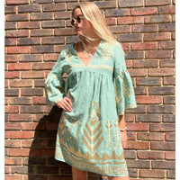 *LANDED* Sea Green Feather Dress Midi