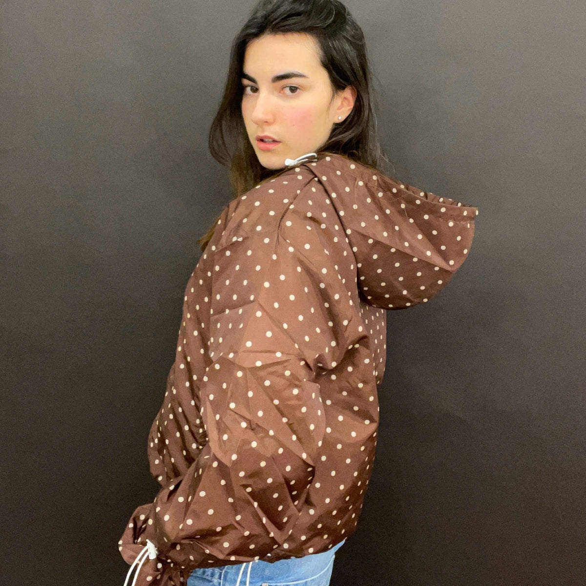 Ginny & Me Flared Windbreaker Espresso Check