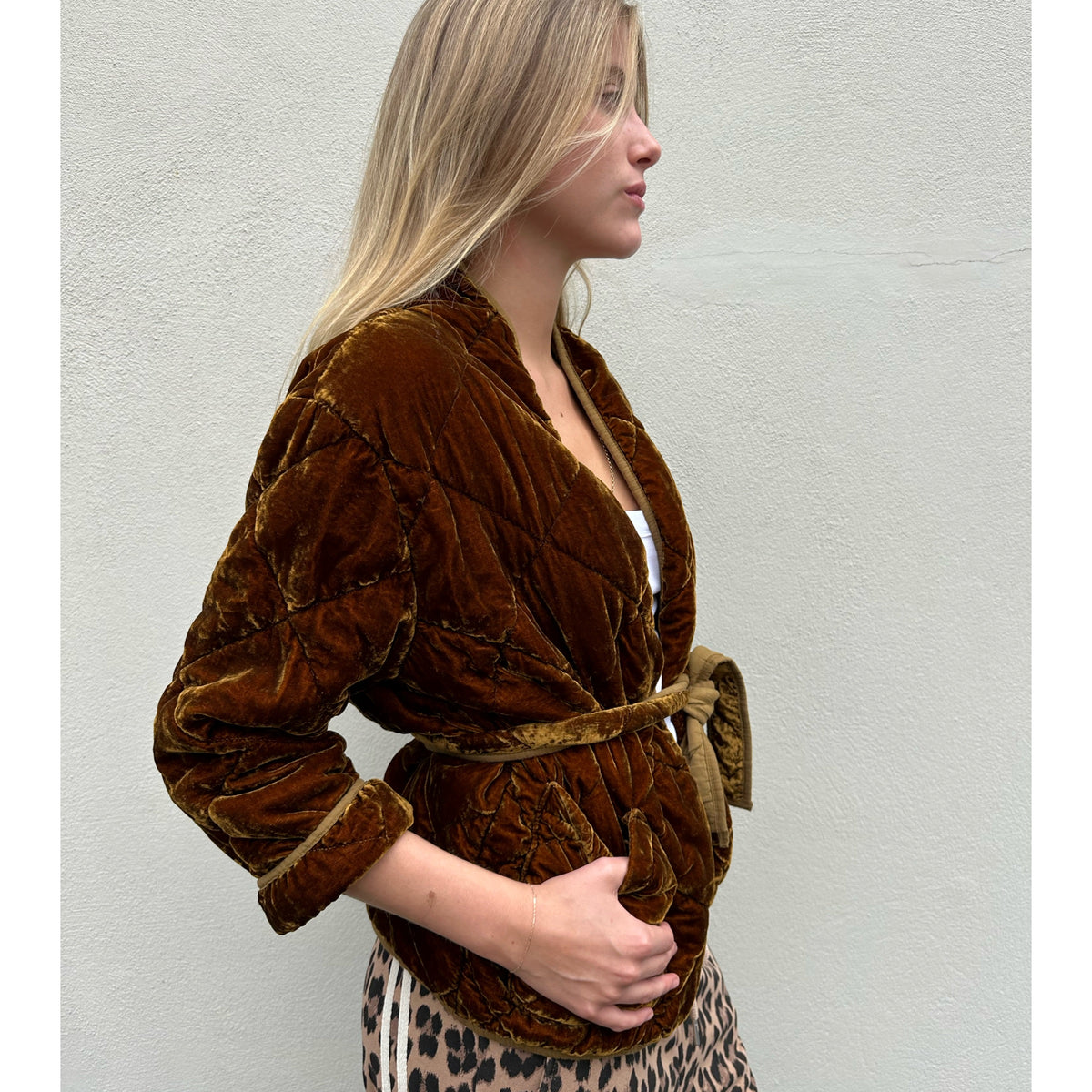 Quilted Velvet Jacket Dark Gold