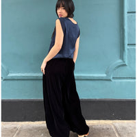 *NEW* Johanna Velvet Baggy Cuffed Pants Navy
