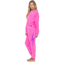 Bolt Stitch Crew Sweatshirt Relaxed Neon Pink