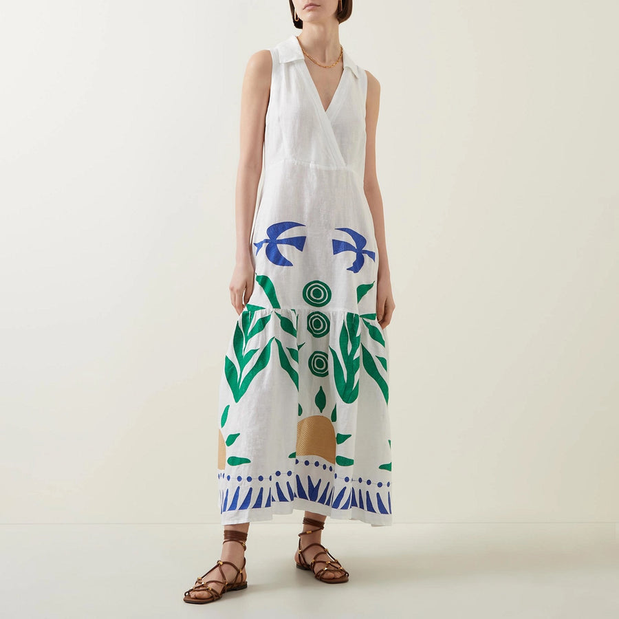 Kori Greek Archaic Long Collared Sleeveless Dress Sun