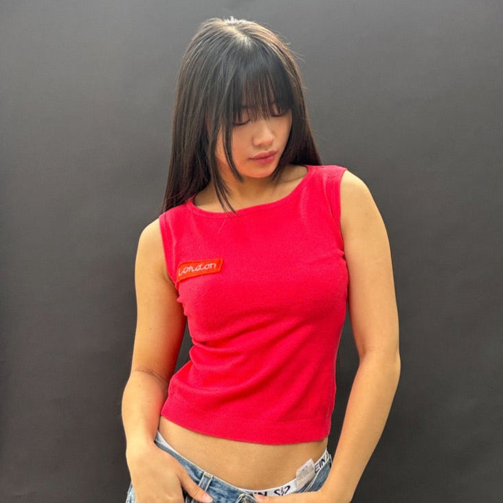 Useless Fuchsia 'London' Patch Sleeveless Top in Pink