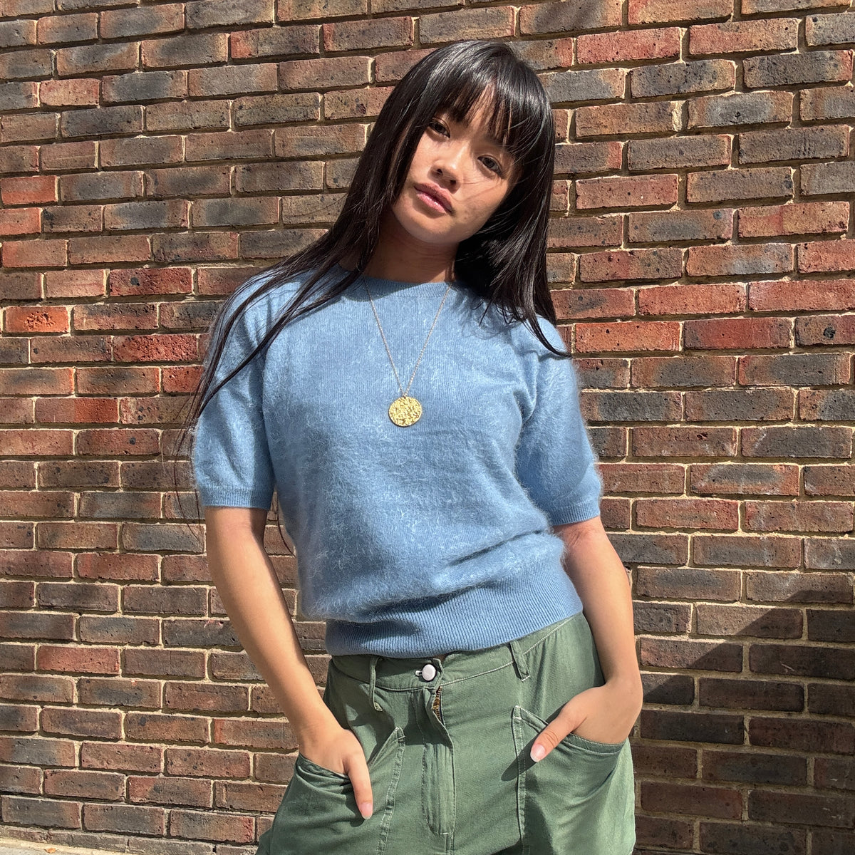 Amaya Brushed Cashmere Jumper Sky Blue