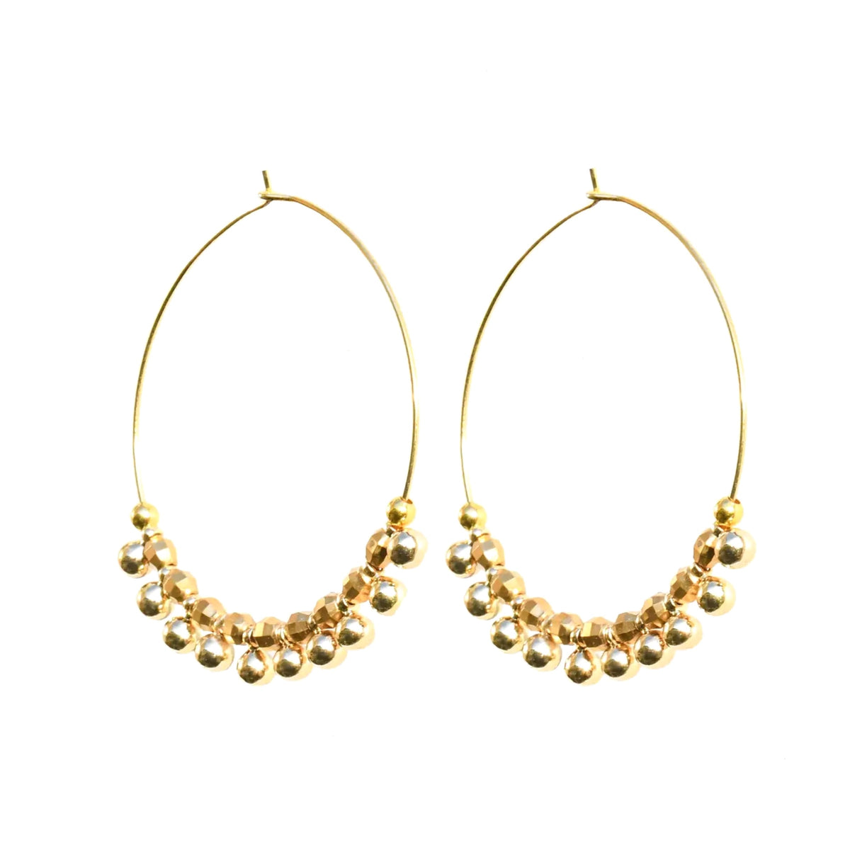 Half Beaded Cirque Hoops Gold