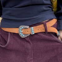 *NEW* Post & Co Suede Leather Belt Cognac