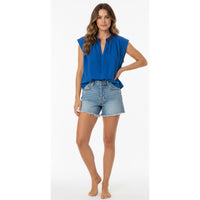 *NEW STYLE*Embroidered Cap Sleeve Top Cobalt
