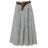 French Stripe Belted Skirt