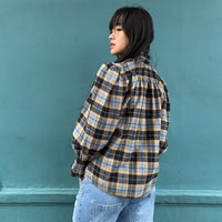 *NEW* Johanna Smocked Plaid Shirt Blue