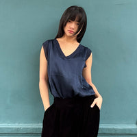 *NEW* Johanna V Neck Shell Top Navy