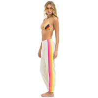 *NEW* Aviator Nation 5 Stripe Sweats Vintage White/Neon
