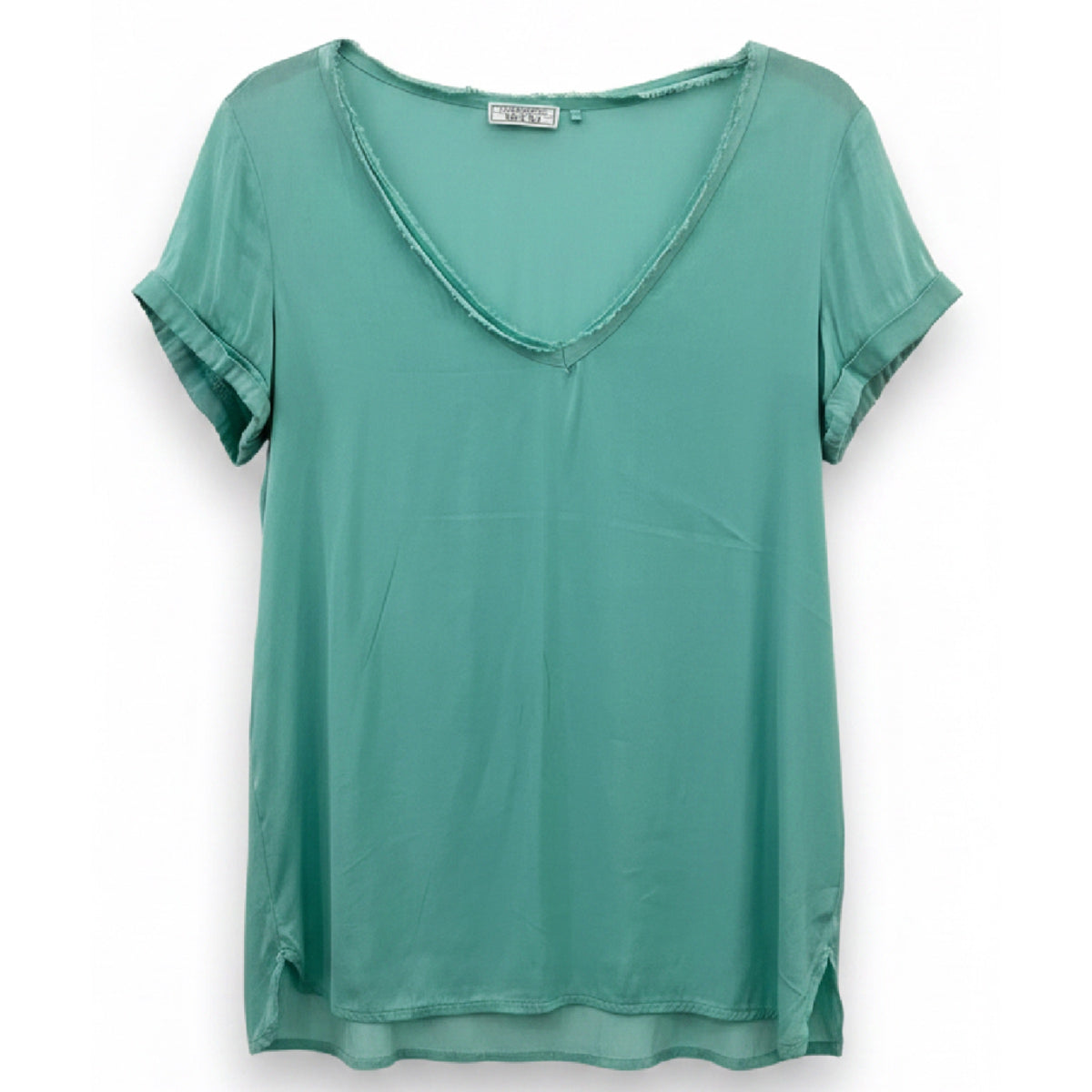 V Neck Silk T Shirt