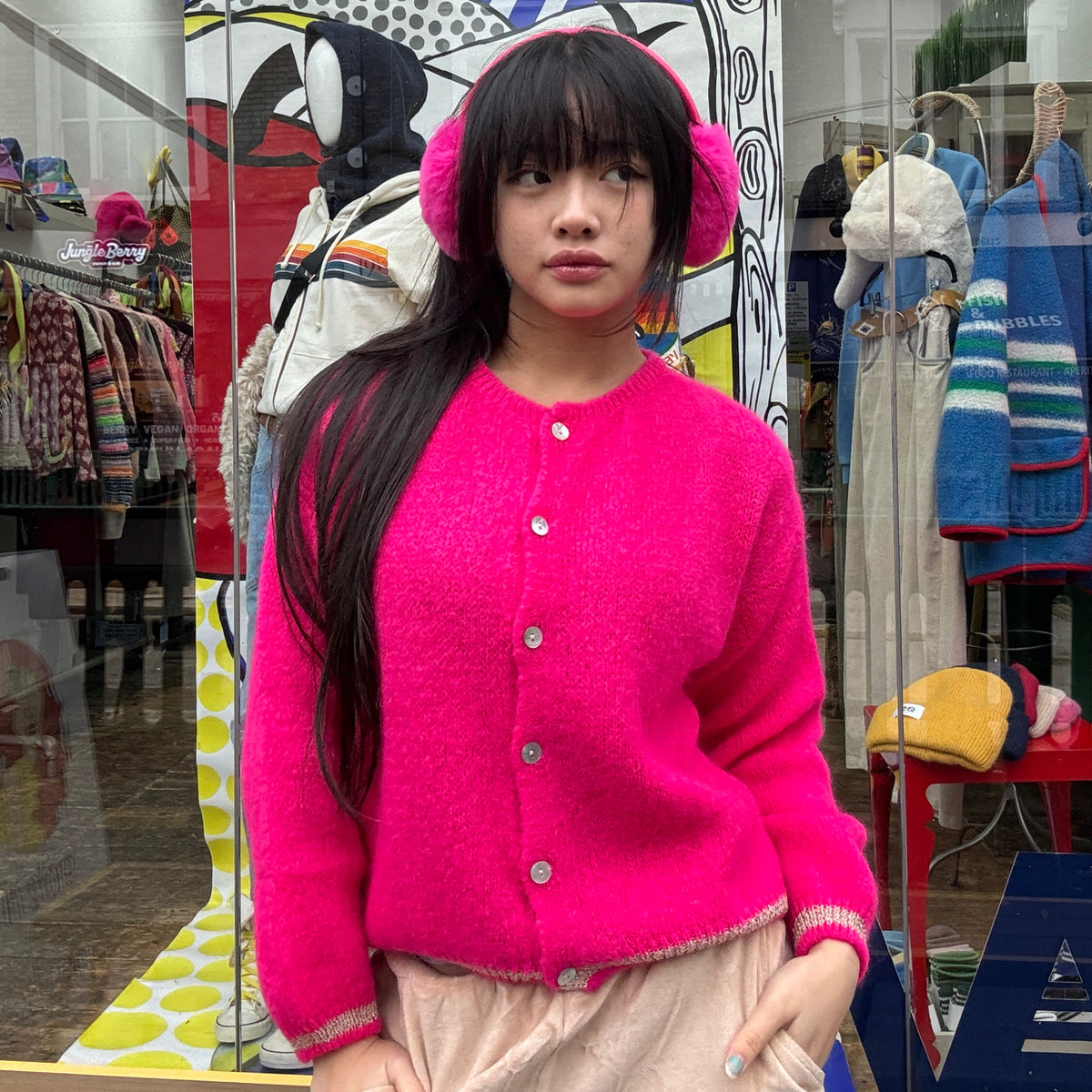 *NEW STYLE* Fuchsia Button-up Round Neck Cardi