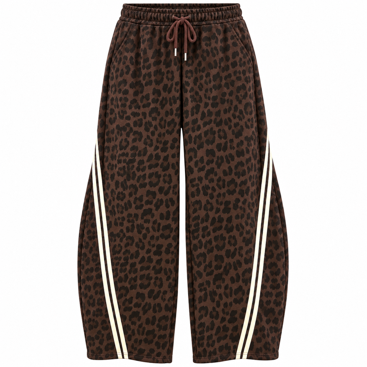 Leopard Barrel Sweatpants Chocolate