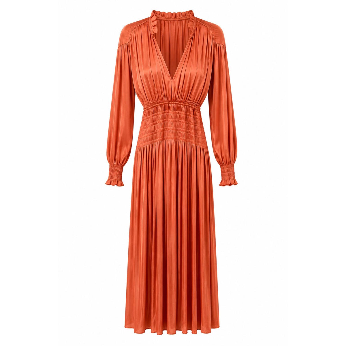 Coral Shirred Dress