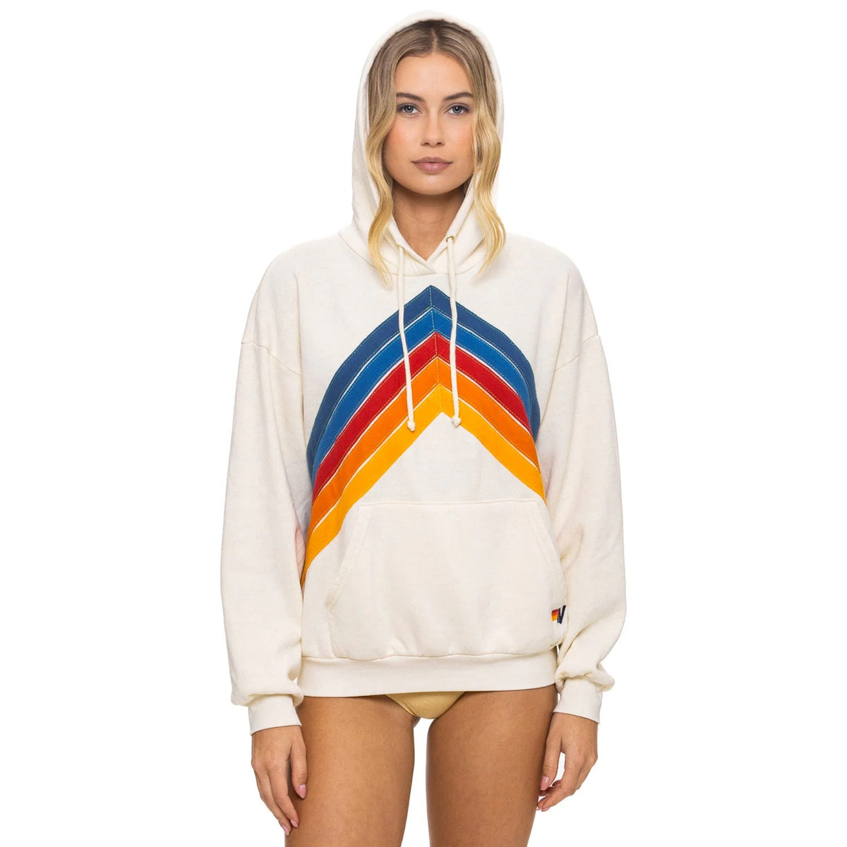 Mountain Stitch Pullover Hoodie Relaxed Vintage White