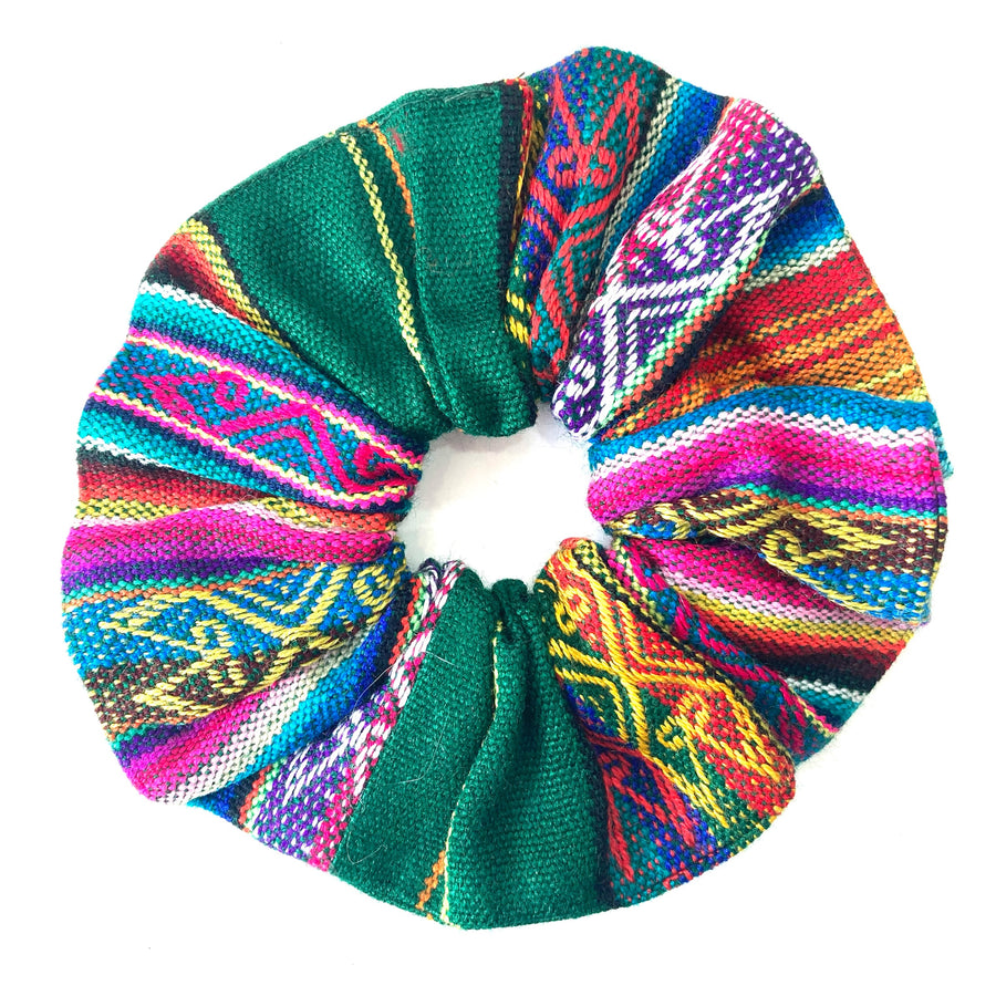 Artizan Ecuadorian Fabric Scrunchie Green