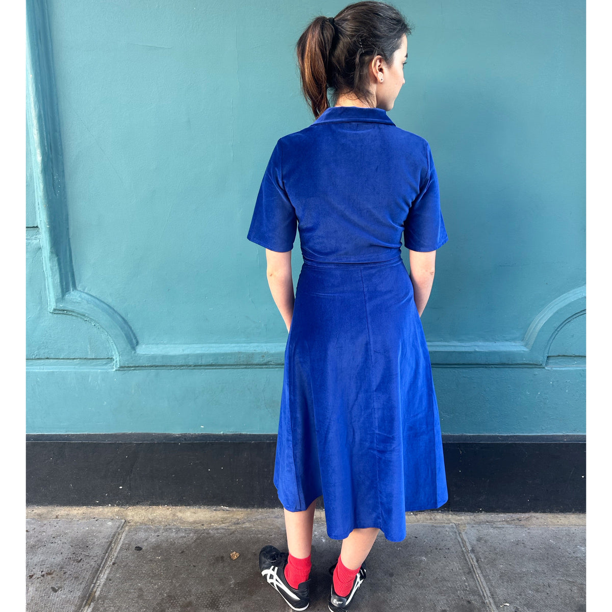 *NEW* Velvet Shirt Dress Cobalt