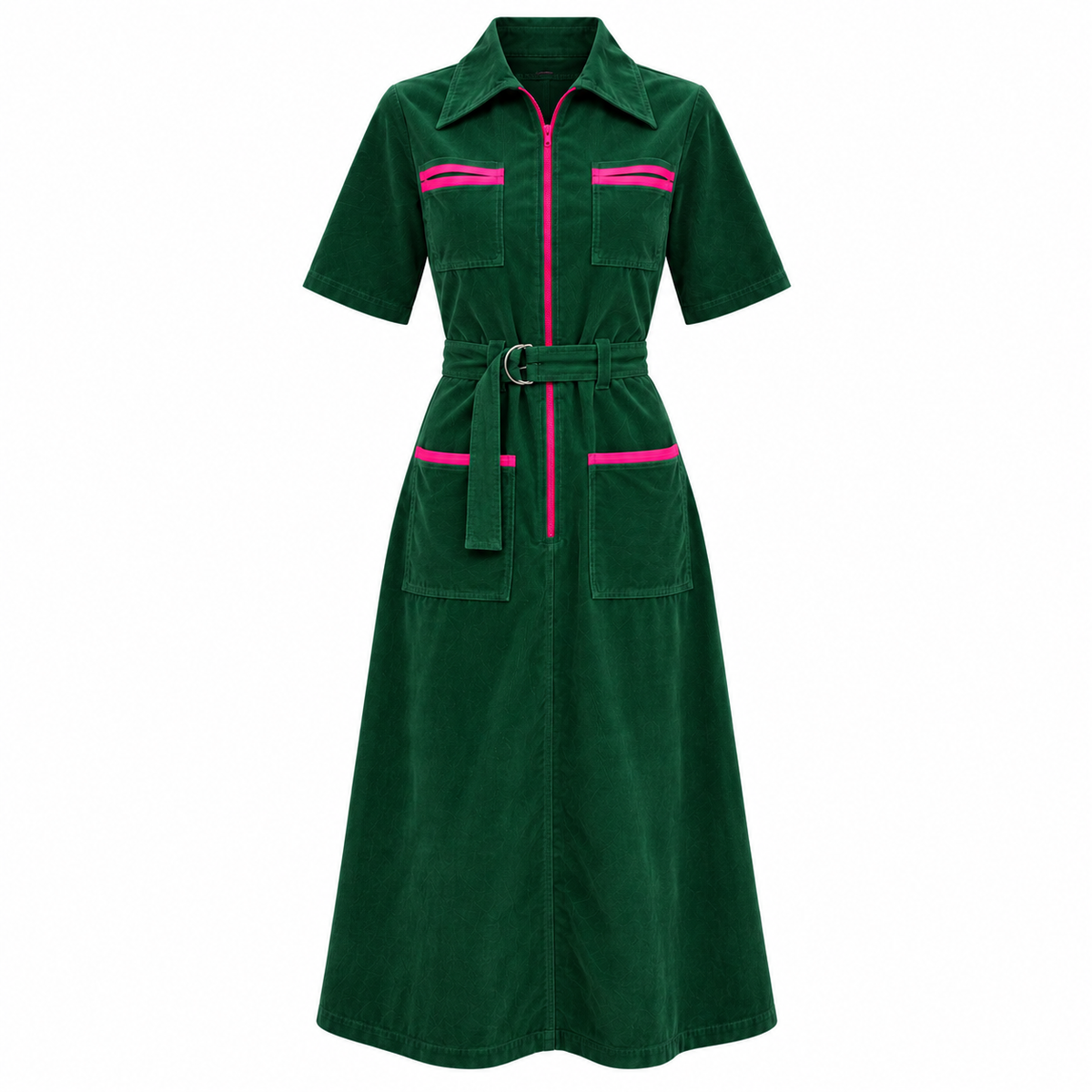 Velvet Shirt Dress Emerald