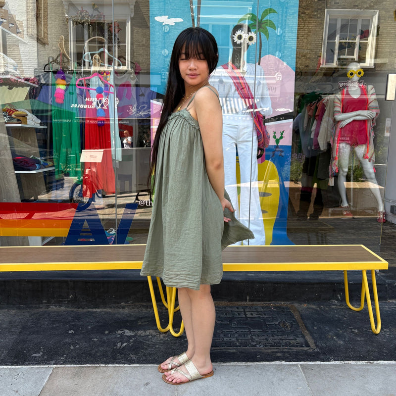 *NEW STYLE* Spaghetti Strap Mini Khaki