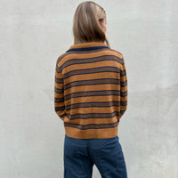 Stripe Collared Knit Dijon/Navy