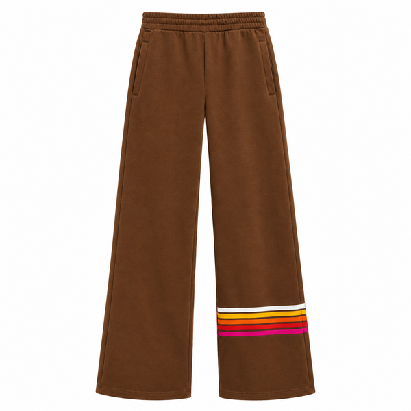 Rugby Stitch Wide Leg S'pants Cinnamon White Pink