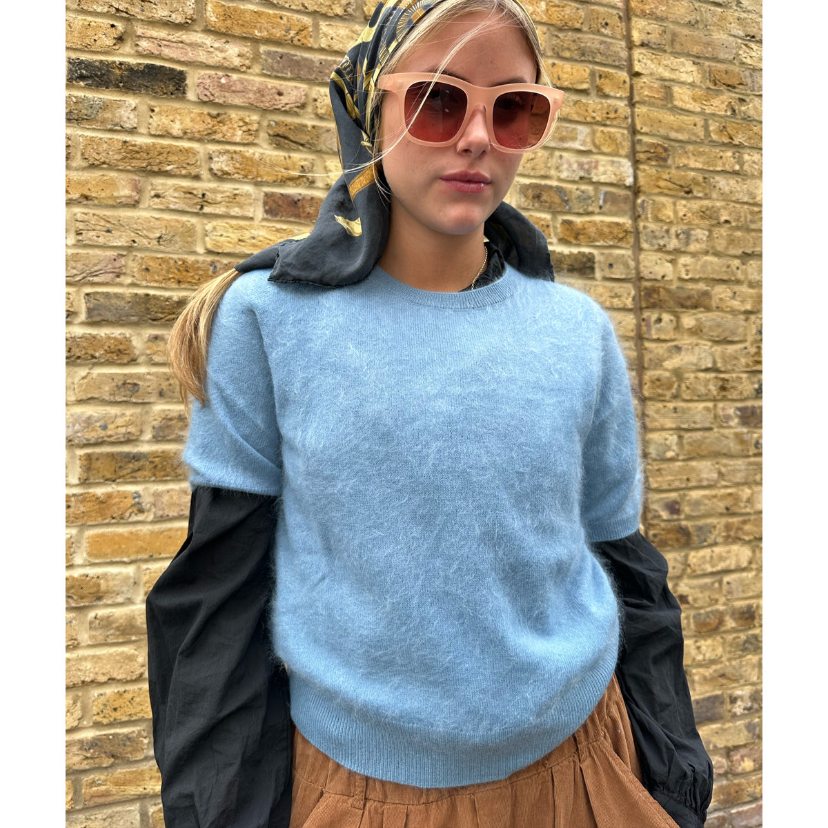 Amaya Brushed Cashmere Jumper Sky Blue