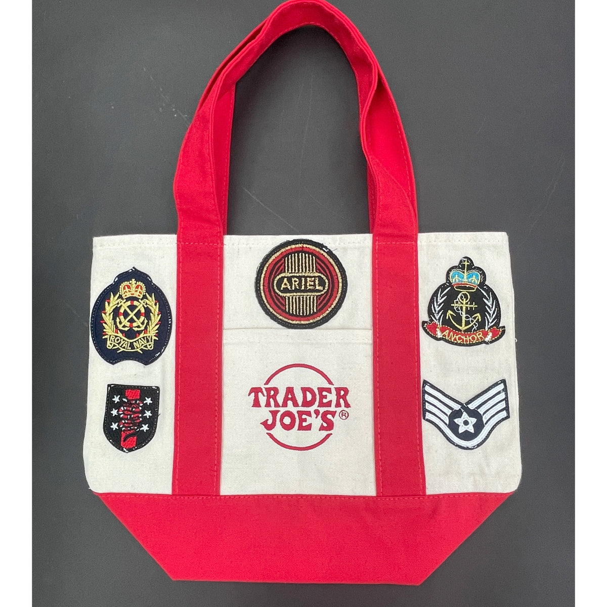 Vintage-Patched Trader Joes Tote S/M Red