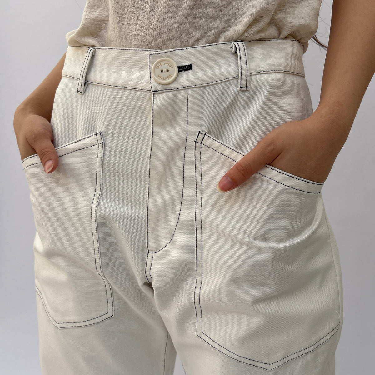 *SS26!* Topstitched Barrel Off White