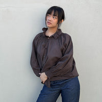 *NEW STYLE* Johanna Smocked Shirt Chocolate