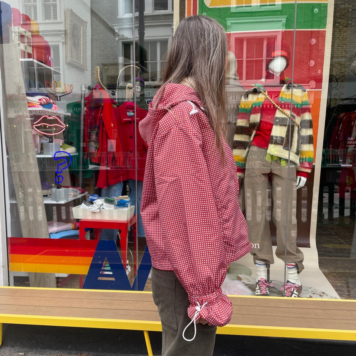 Ginny & Me Flared Windbreaker Wine Check