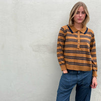 Stripe Collared Knit Dijon/Navy