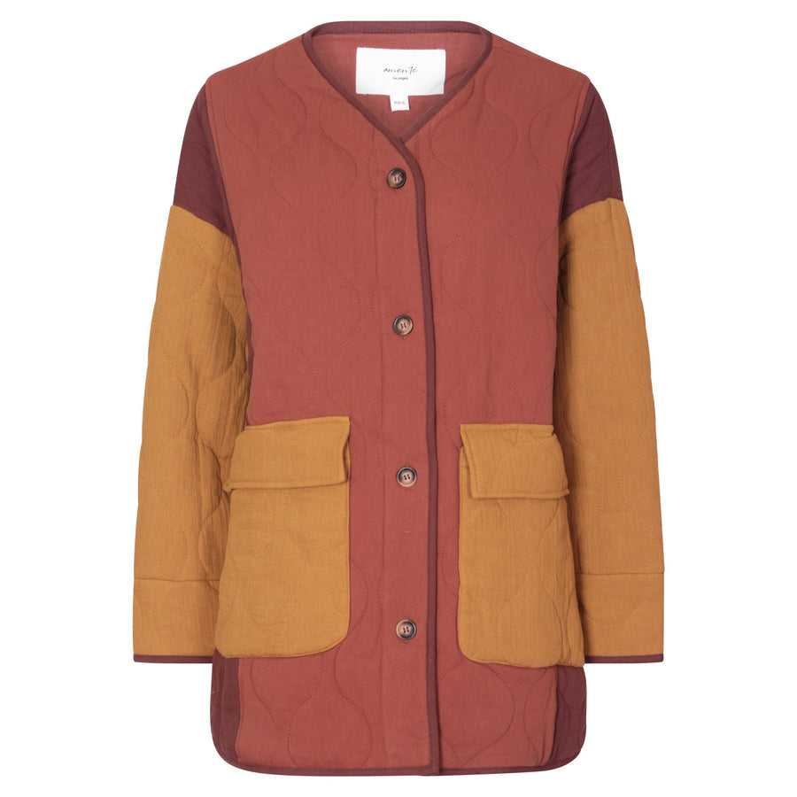 Amente Patch Quilted Jacket Brick