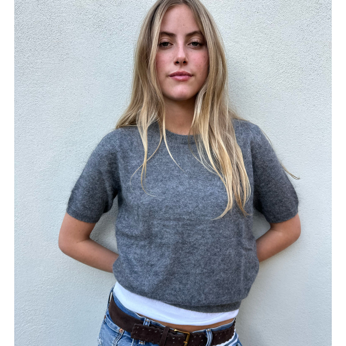 Amaya Brushed Cashmere Jumper Heather Grey