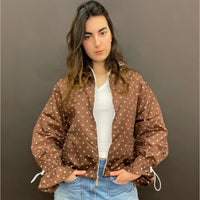 Ginny & Me Flared Windbreaker Espresso Check