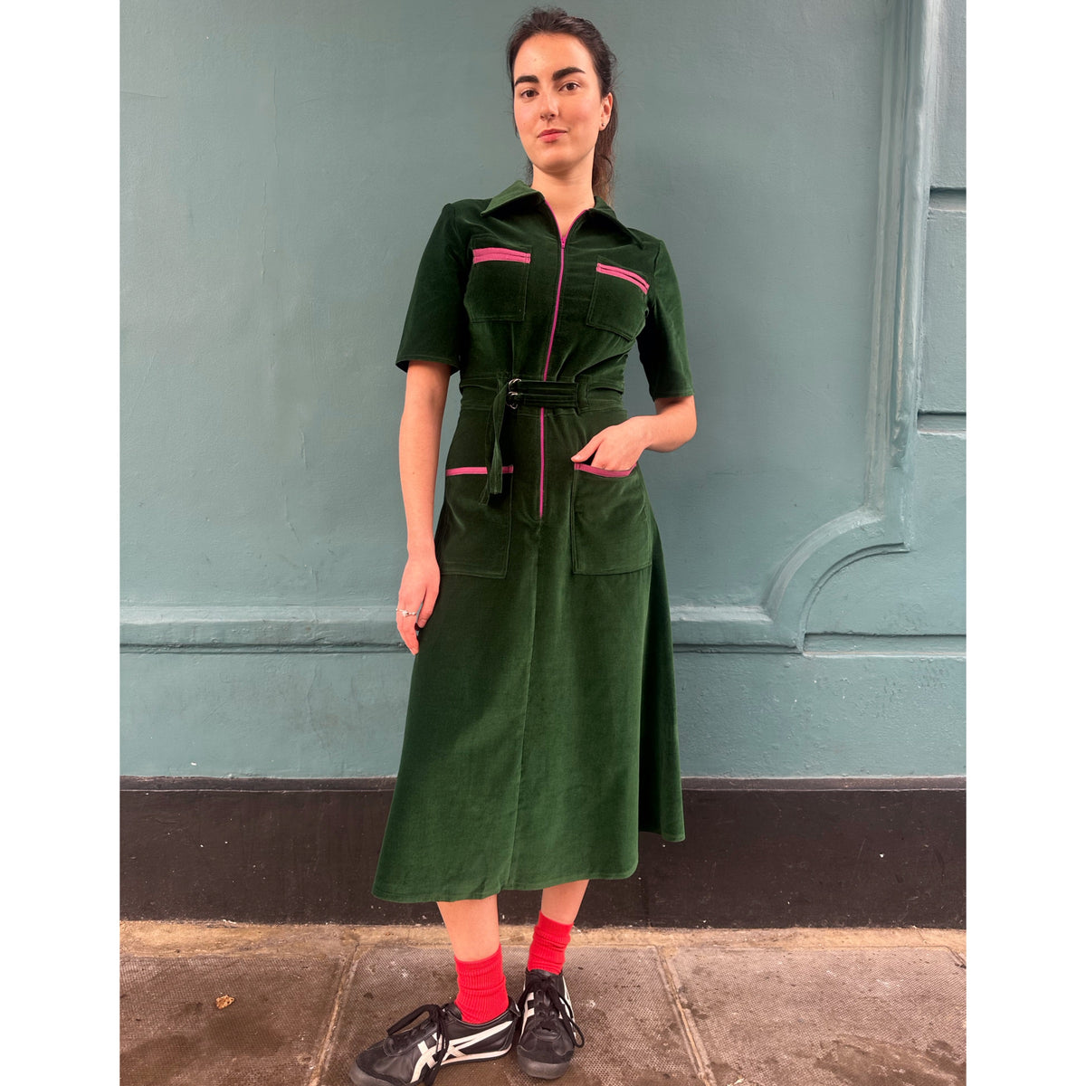 *NEW* Velvet Shirt Dress Emerald