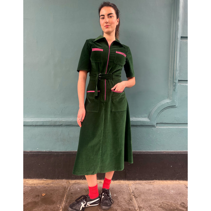 *NEW* Velvet Shirt Dress Emerald