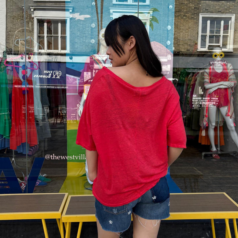*NEW STYLE* Oversized Linen T Red