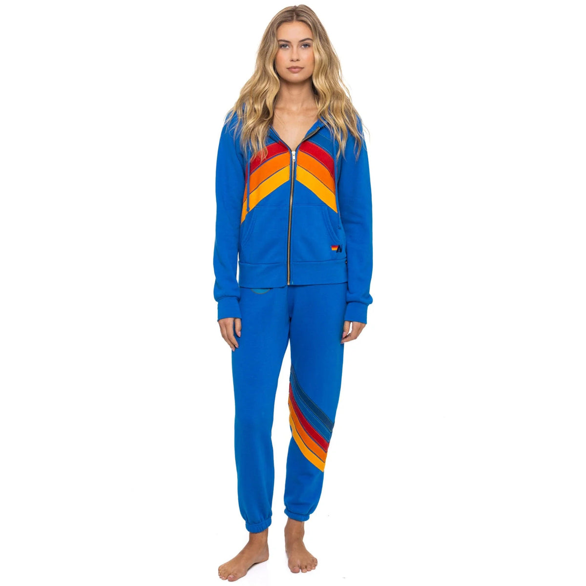 Mountain Stitch Chevron Zip Hoodie Adventure Blue