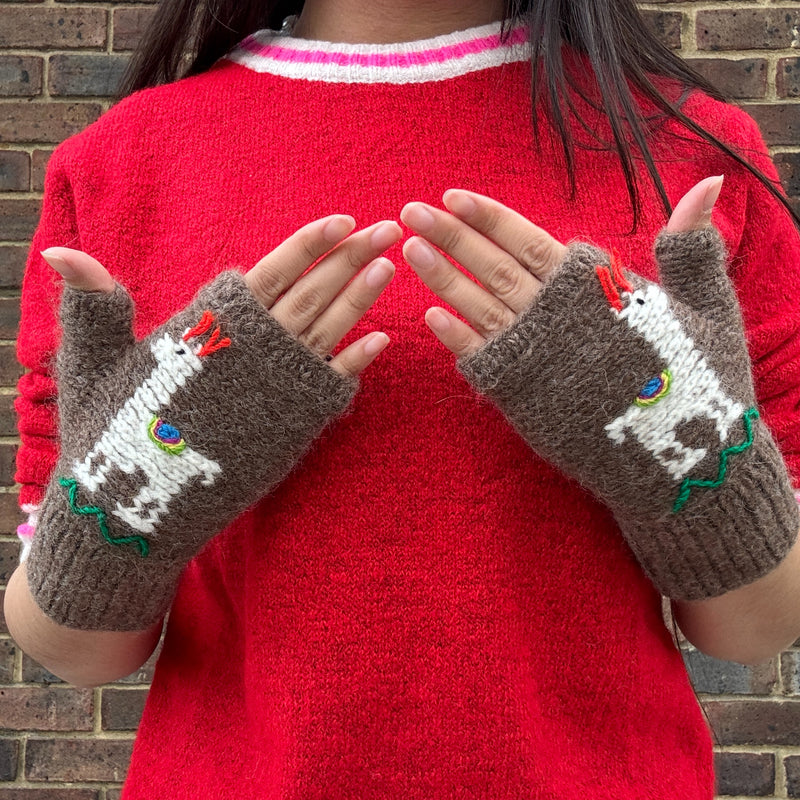 Peruvian Mittens Brown