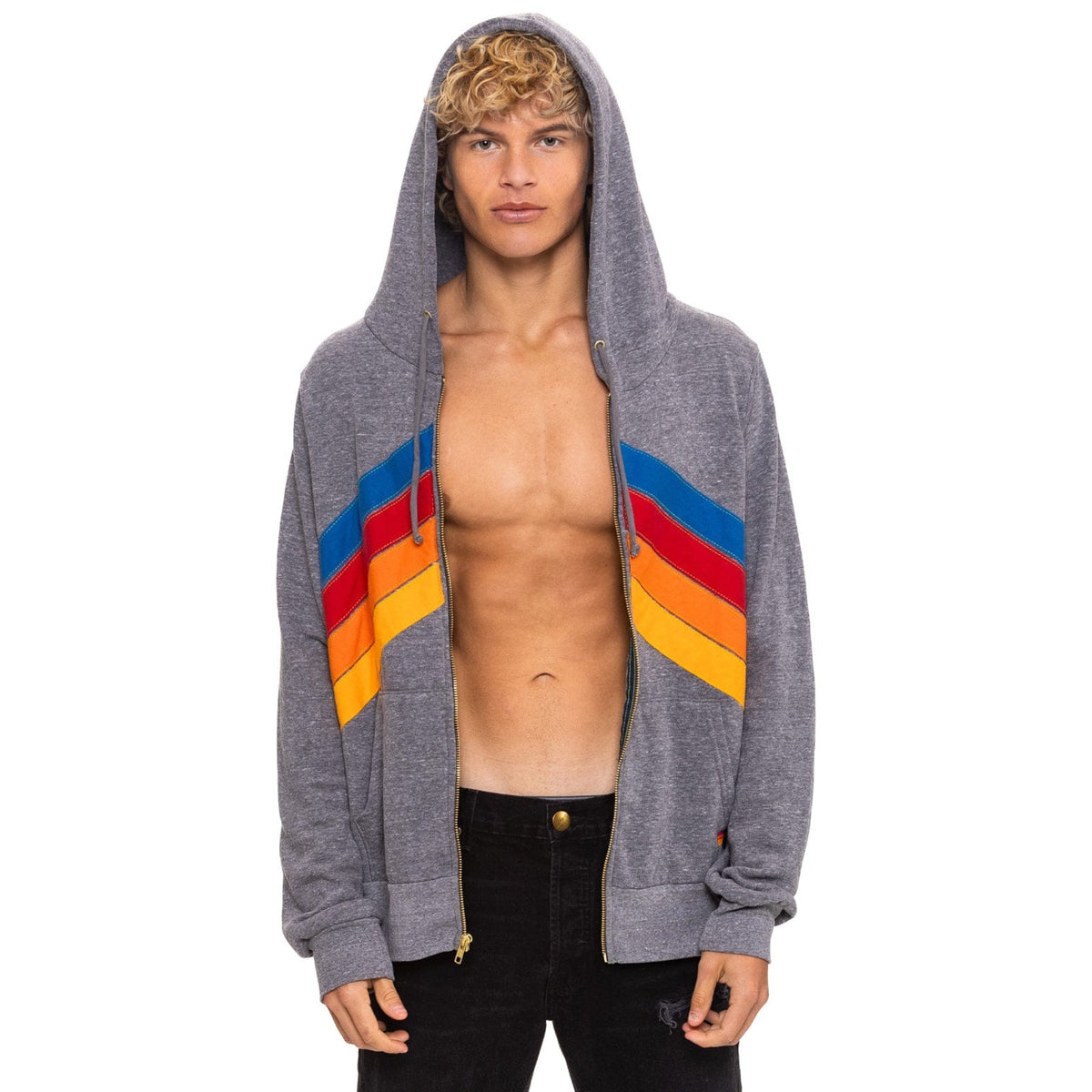 *LANDING NOW* Mountain Stitch Chevron Zip Hoodie Heather Grey