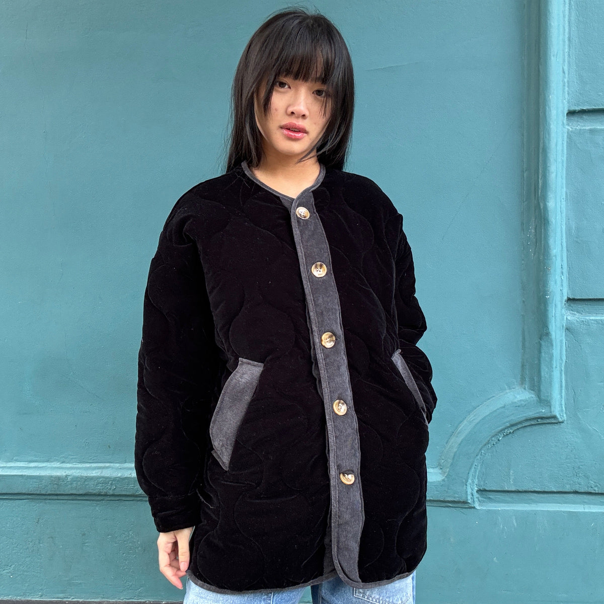 *NEW* Johanna Quilted Velvet Jacket Navy