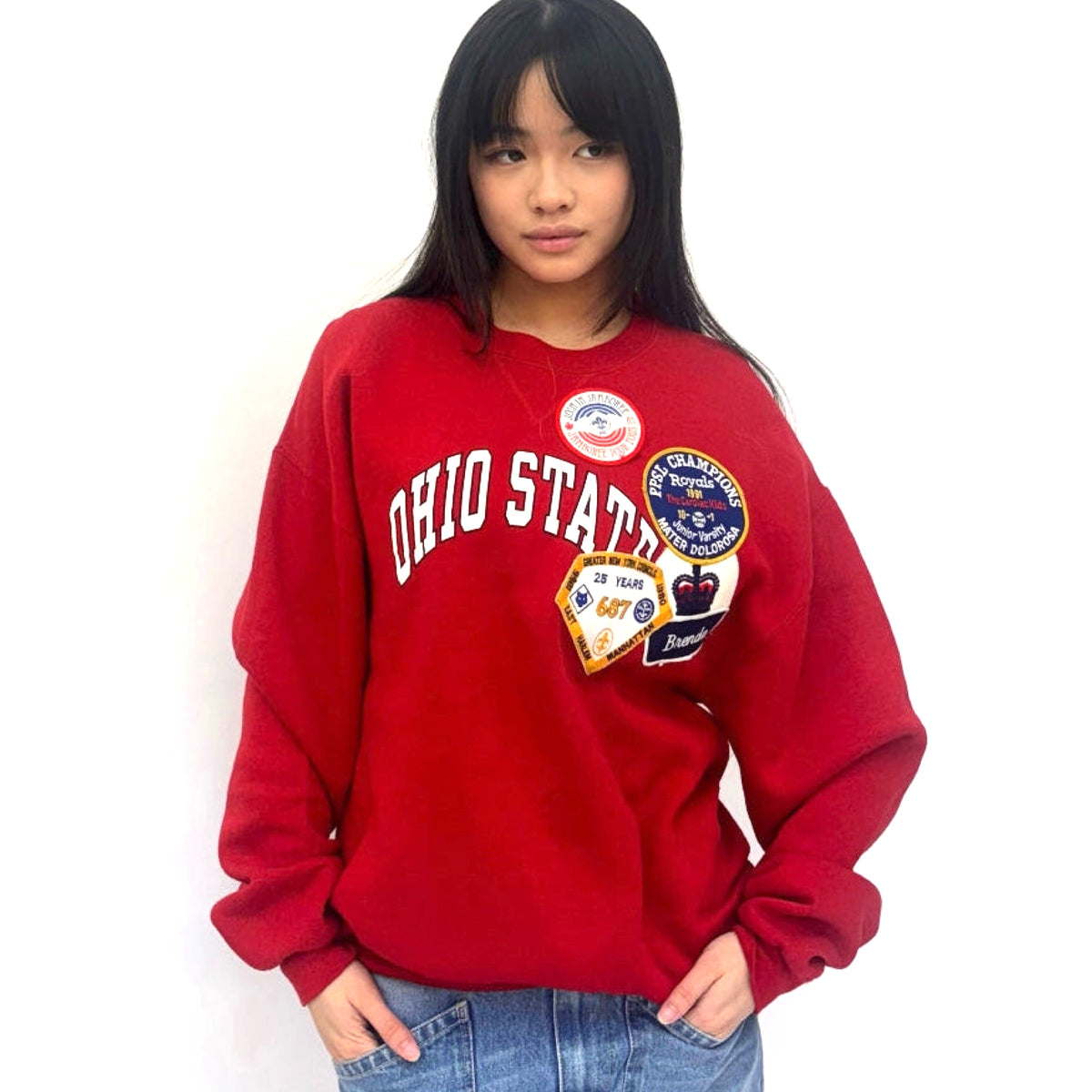 Useless Red Patched Up Sweatshirt